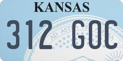 KS license plate 312GOC