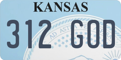 KS license plate 312GOD