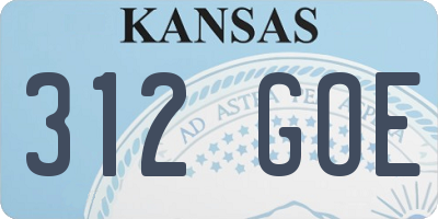 KS license plate 312GOE