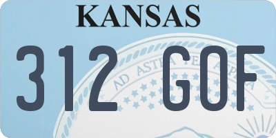 KS license plate 312GOF