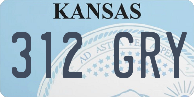 KS license plate 312GRY
