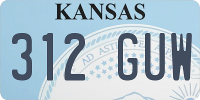 KS license plate 312GUW