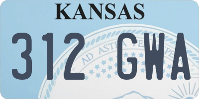 KS license plate 312GWA
