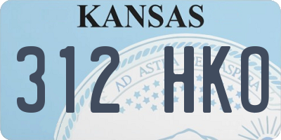 KS license plate 312HKO