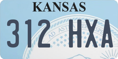 KS license plate 312HXA