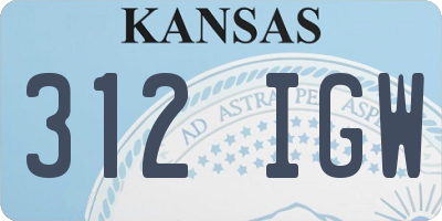 KS license plate 312IGW