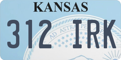 KS license plate 312IRK