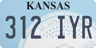 KS license plate 312IYR