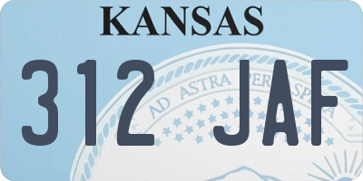 KS license plate 312JAF