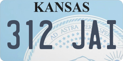 KS license plate 312JAI