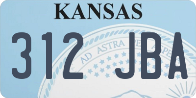 KS license plate 312JBA