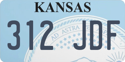 KS license plate 312JDF