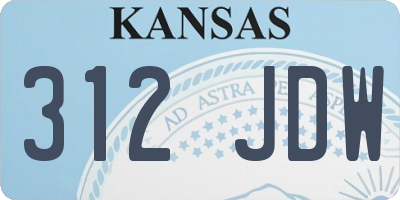 KS license plate 312JDW