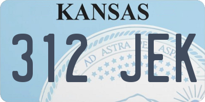 KS license plate 312JEK