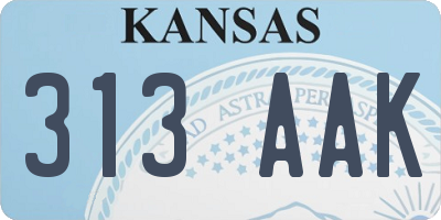 KS license plate 313AAK