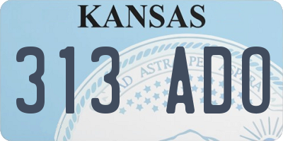 KS license plate 313ADO
