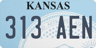 KS license plate 313AEN