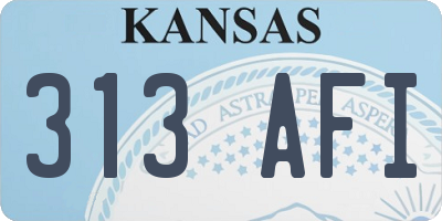 KS license plate 313AFI