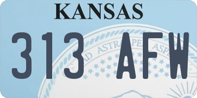 KS license plate 313AFW