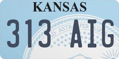 KS license plate 313AIG