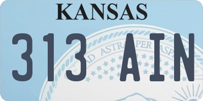 KS license plate 313AIN