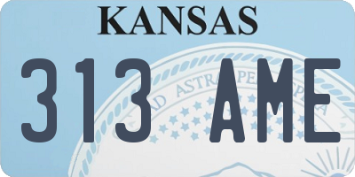 KS license plate 313AME