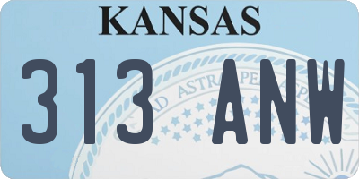 KS license plate 313ANW