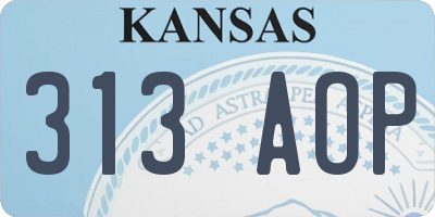 KS license plate 313AOP