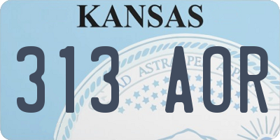 KS license plate 313AOR