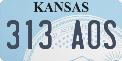 KS license plate 313AOS