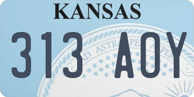 KS license plate 313AOY