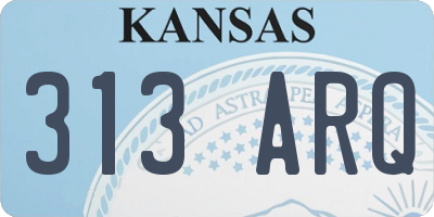 KS license plate 313ARQ