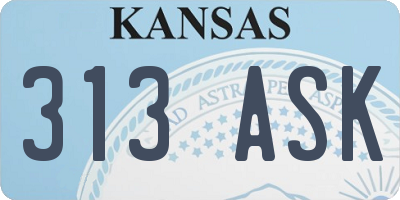 KS license plate 313ASK