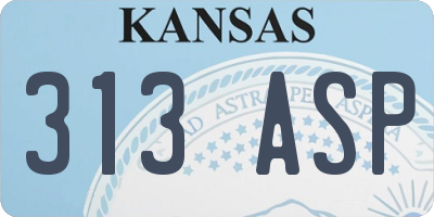 KS license plate 313ASP