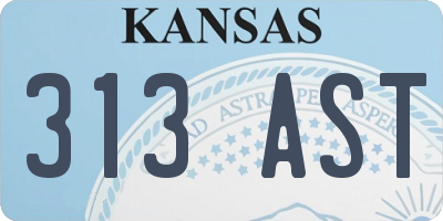 KS license plate 313AST