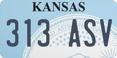 KS license plate 313ASV