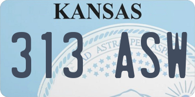 KS license plate 313ASW