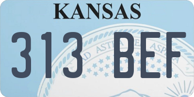 KS license plate 313BEF