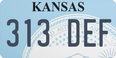 KS license plate 313DEF