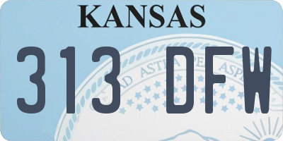 KS license plate 313DFW