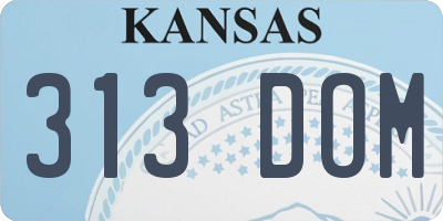 KS license plate 313DOM