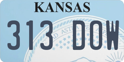 KS license plate 313DOW