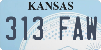 KS license plate 313FAW