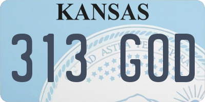 KS license plate 313GOD