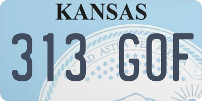 KS license plate 313GOF