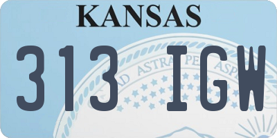 KS license plate 313IGW