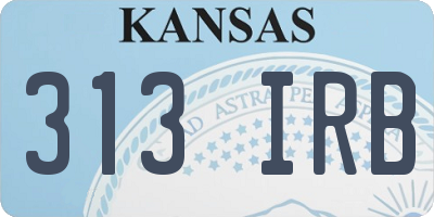 KS license plate 313IRB