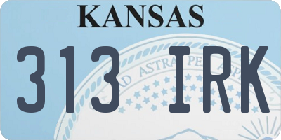 KS license plate 313IRK