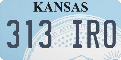 KS license plate 313IRO