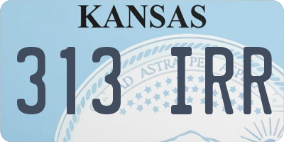 KS license plate 313IRR